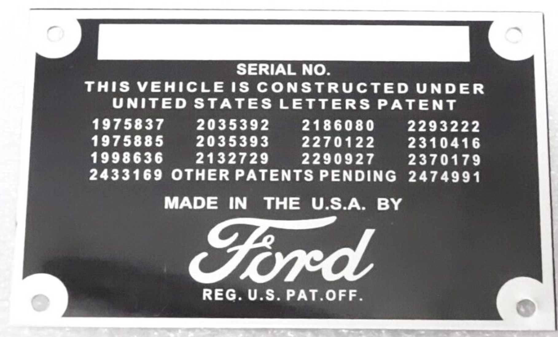 ford vin plate 1936